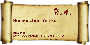 Wermescher Anikó névjegykártya